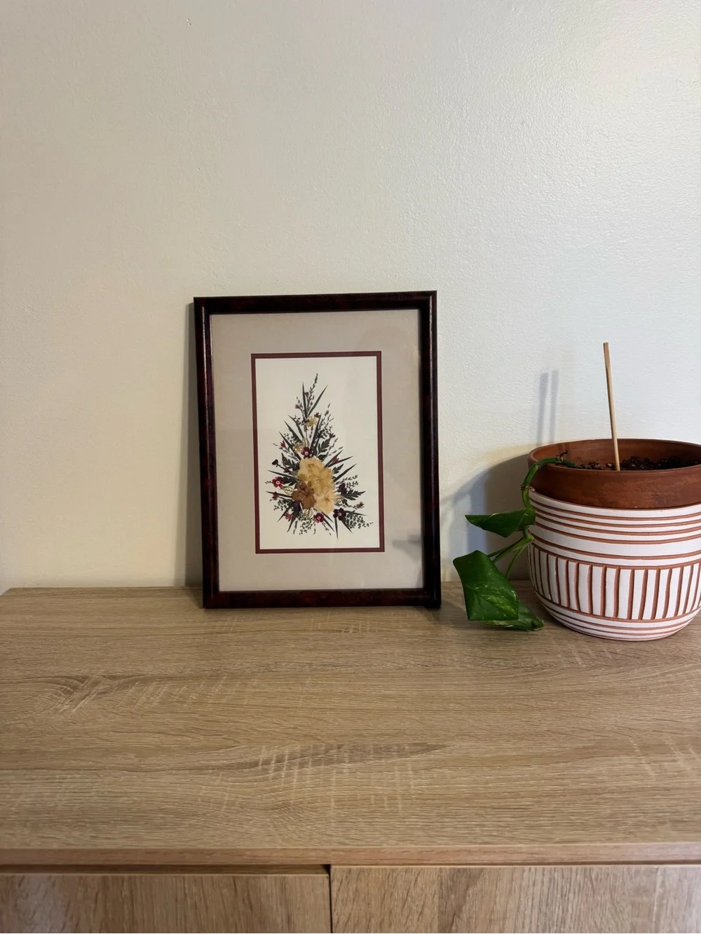 Vintage Pressed Flower Botanical Art Framed Floral Wall Decor